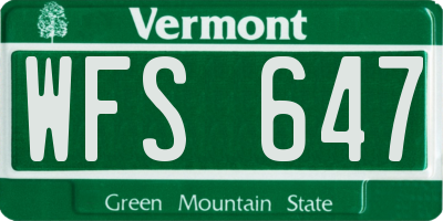 VT license plate WFS647