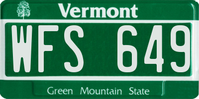 VT license plate WFS649