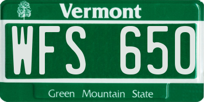 VT license plate WFS650