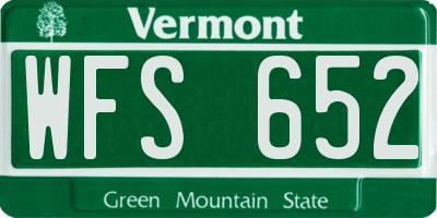 VT license plate WFS652