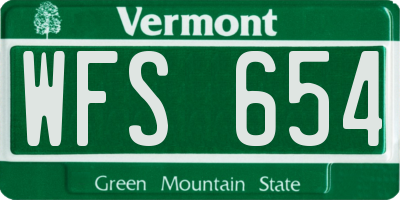 VT license plate WFS654