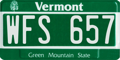 VT license plate WFS657