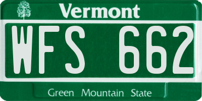 VT license plate WFS662