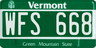 VT license plate WFS668