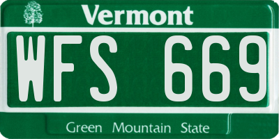 VT license plate WFS669