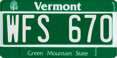 VT license plate WFS670