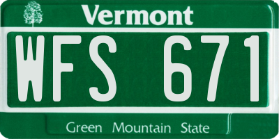 VT license plate WFS671