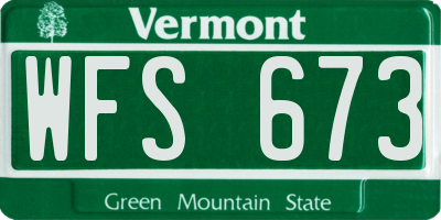VT license plate WFS673
