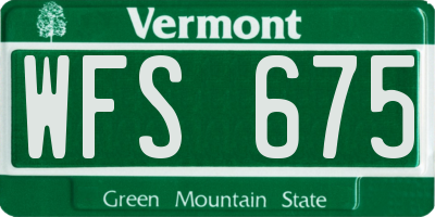 VT license plate WFS675