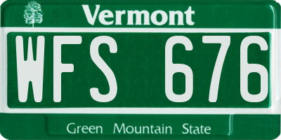 VT license plate WFS676
