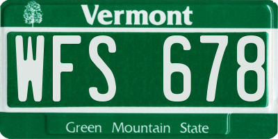 VT license plate WFS678