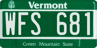VT license plate WFS681