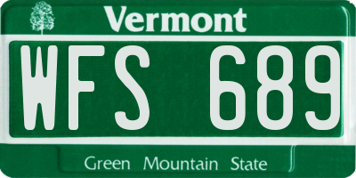 VT license plate WFS689