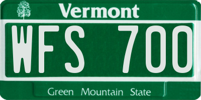 VT license plate WFS700