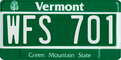 VT license plate WFS701