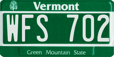VT license plate WFS702