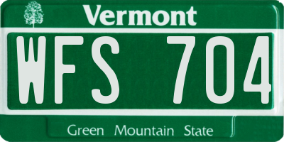 VT license plate WFS704