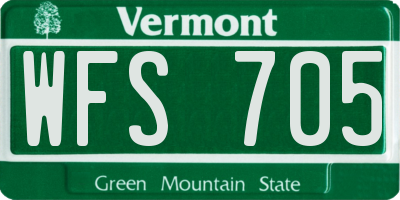 VT license plate WFS705