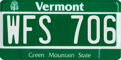 VT license plate WFS706