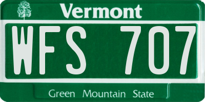 VT license plate WFS707