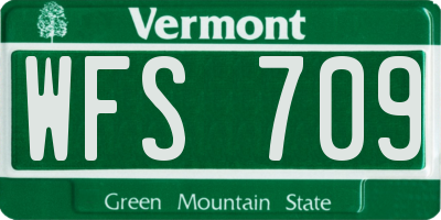 VT license plate WFS709