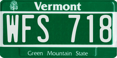 VT license plate WFS718