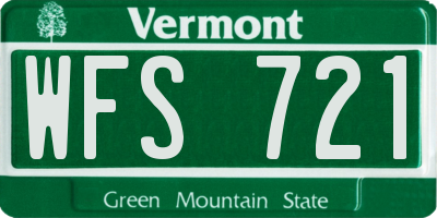 VT license plate WFS721