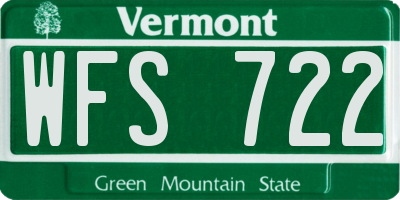 VT license plate WFS722