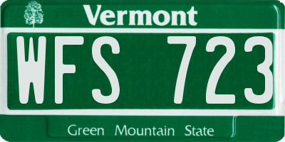 VT license plate WFS723