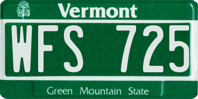 VT license plate WFS725