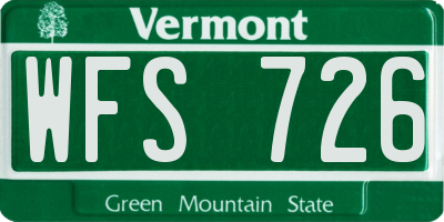 VT license plate WFS726