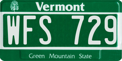 VT license plate WFS729