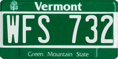 VT license plate WFS732