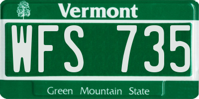 VT license plate WFS735