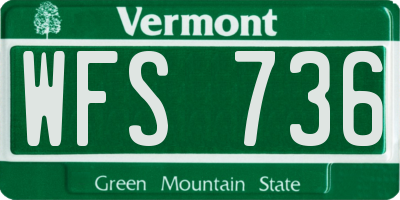 VT license plate WFS736