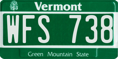 VT license plate WFS738