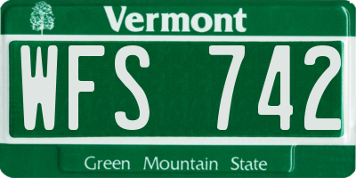 VT license plate WFS742