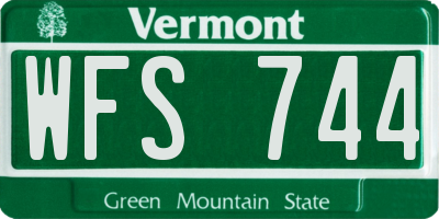 VT license plate WFS744
