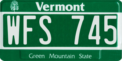 VT license plate WFS745