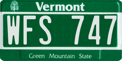 VT license plate WFS747