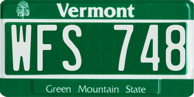 VT license plate WFS748