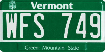 VT license plate WFS749