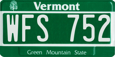 VT license plate WFS752