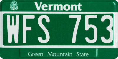 VT license plate WFS753