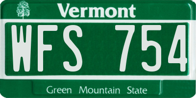 VT license plate WFS754
