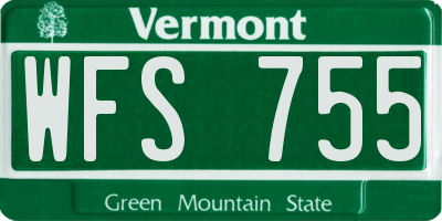 VT license plate WFS755