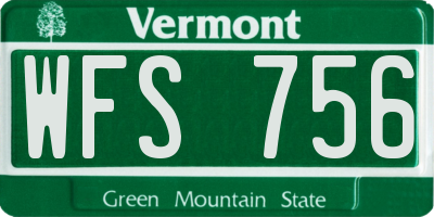 VT license plate WFS756
