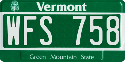 VT license plate WFS758