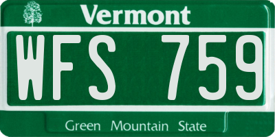 VT license plate WFS759