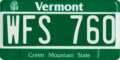 VT license plate WFS760